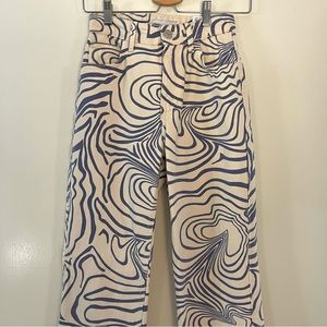 Swirl print straight leg high-rise jeans